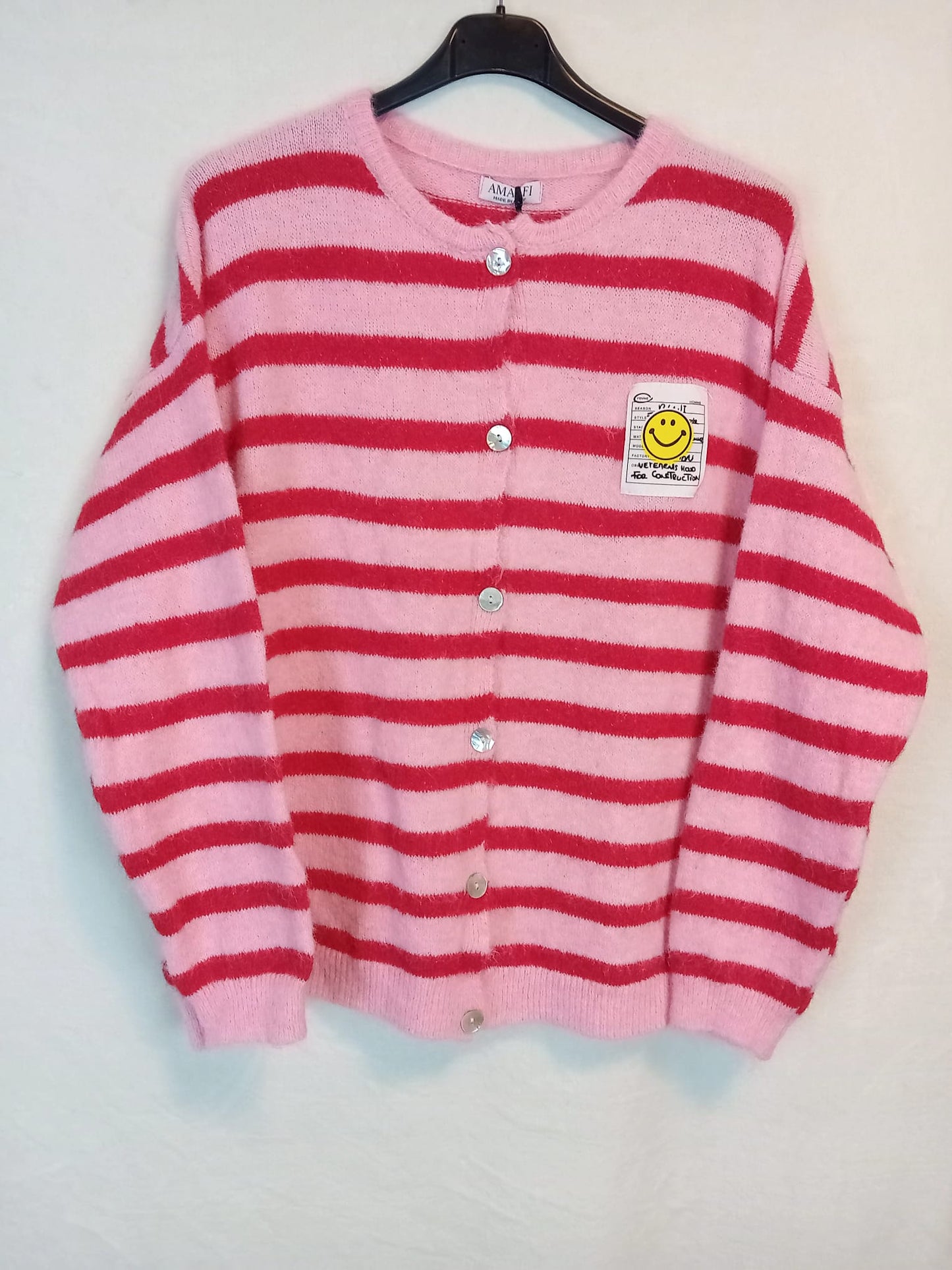 Strickjacke- Smiley- Rosa/Rot