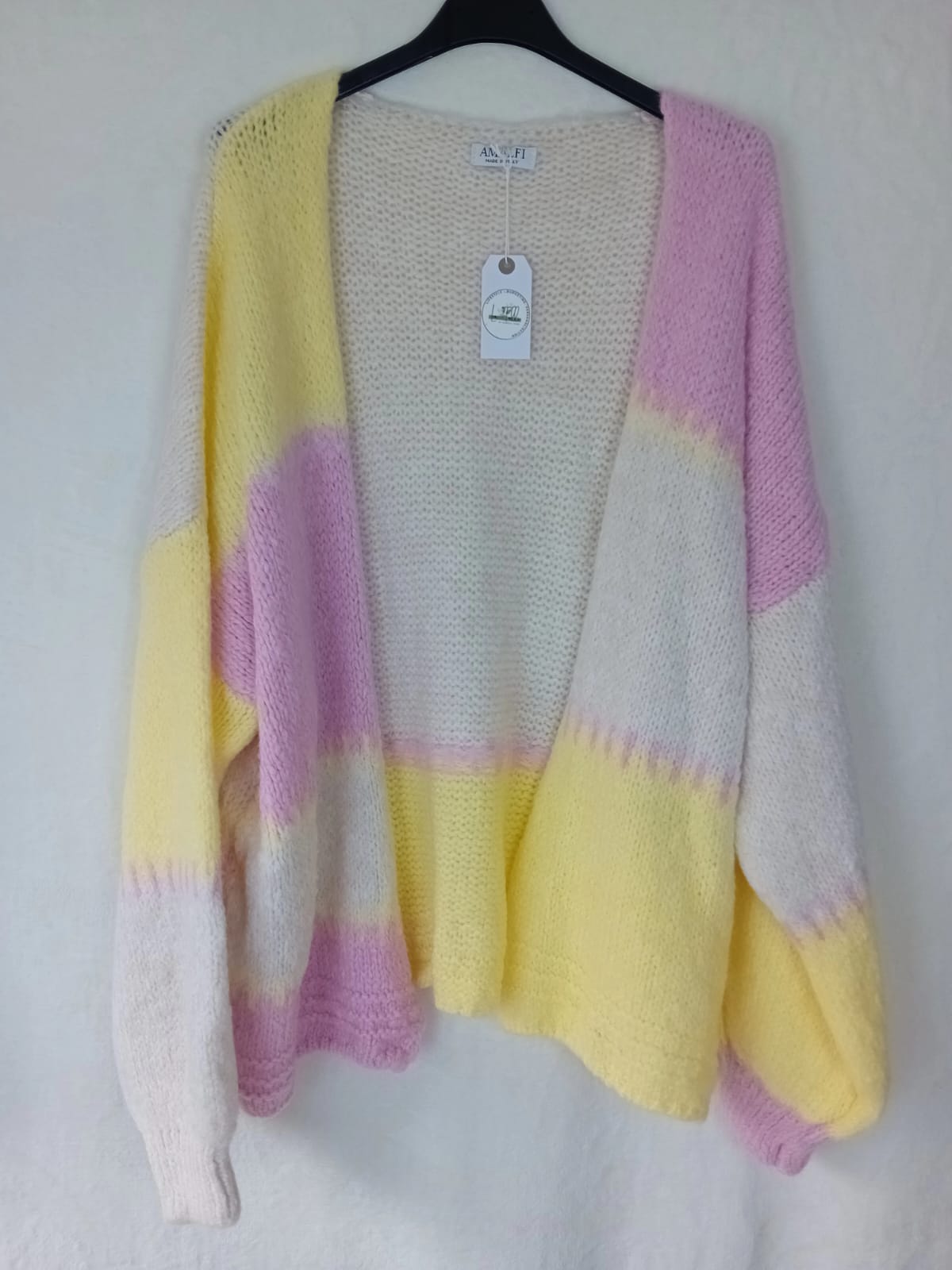 Strickjacke- Patchwork- Gelb