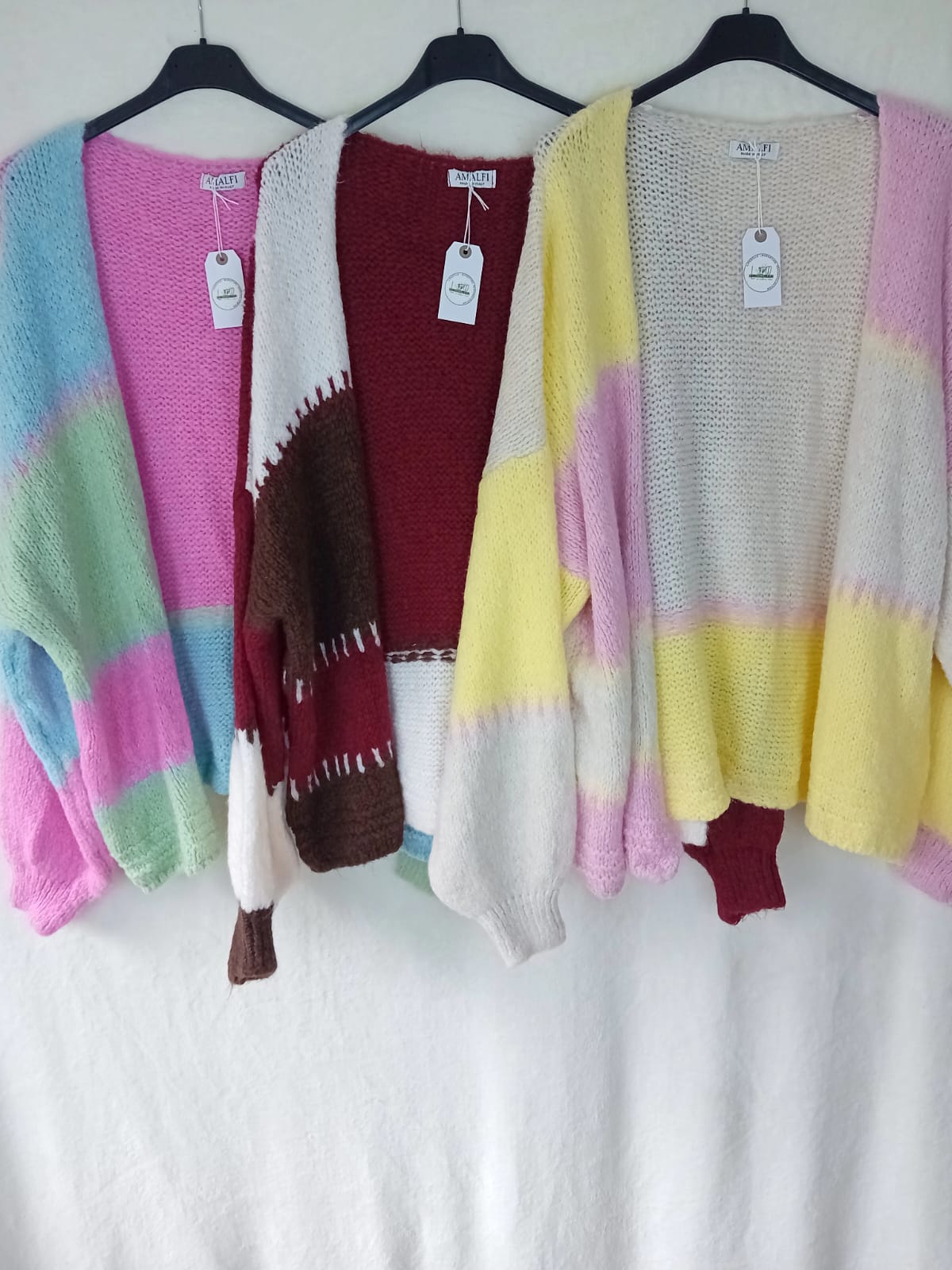 Strickjacke- Patchwork- Pink