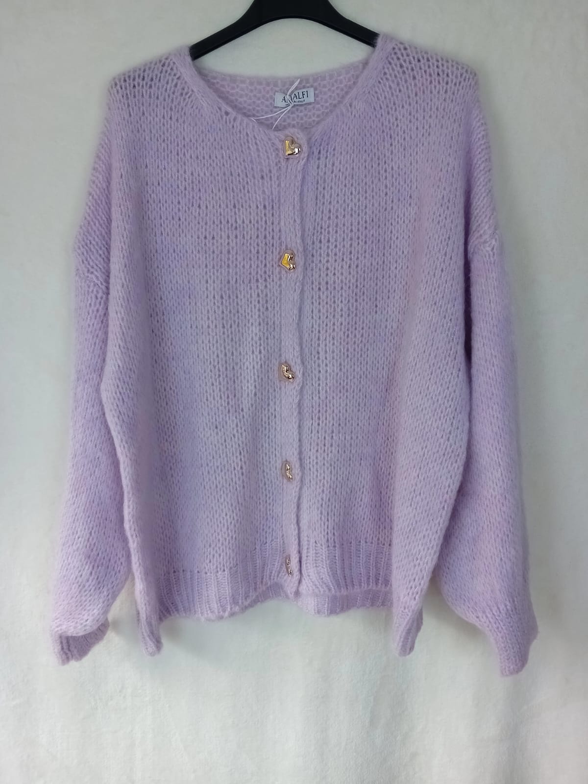 Strickjacke- Herzknöpfe- Violet