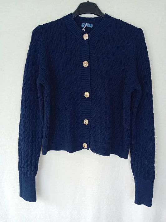 Strickjacke- Strickmuster- Blau