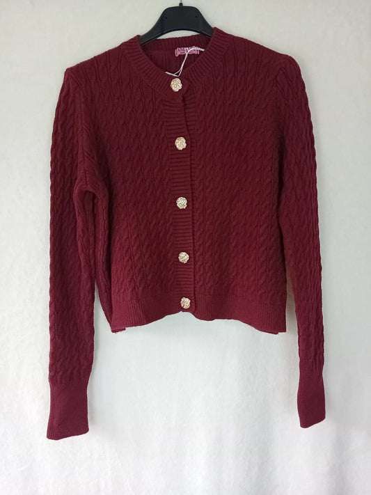 Strickjacke- Strickmuster- Rot