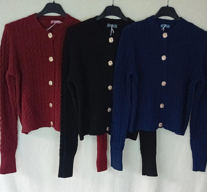 Strickjacke- Strickmuster- Schwarz