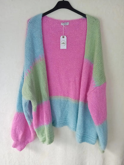 Strickjacke- Patchwork- Pink